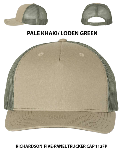 Custom hat Richardson  Five-Panel Trucker Cap 112FP Dtf