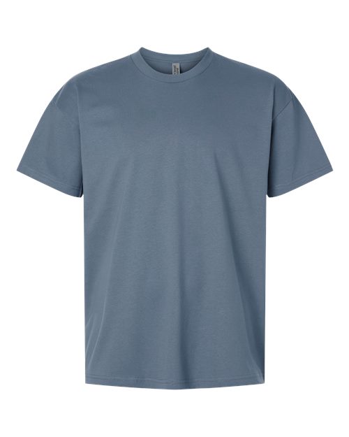 Plain blue t-shirt on a white background over size shirt print Next Level 7200