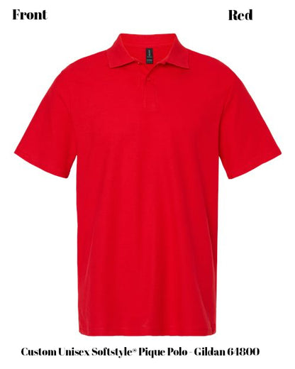 Custom Unisex Softstyle® Pique Polo - Gildan 64800