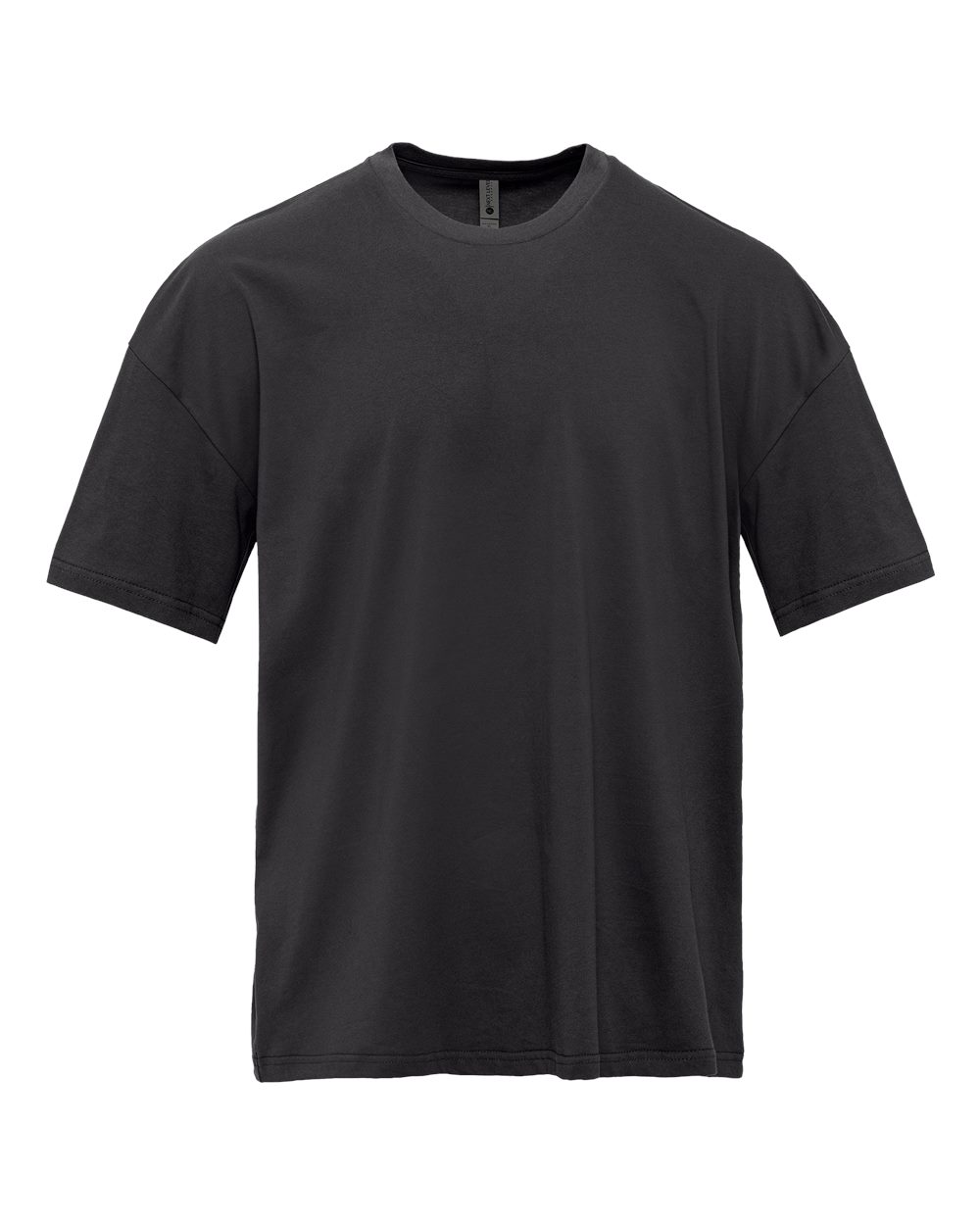 Graphite  Black t-shirt on a white background. Custom over size shirt print Next Level 7200