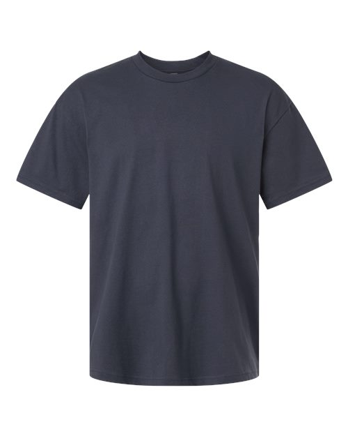 Plain dark blue t-shirt on a white background Custom over size shirt print Next Level 7200