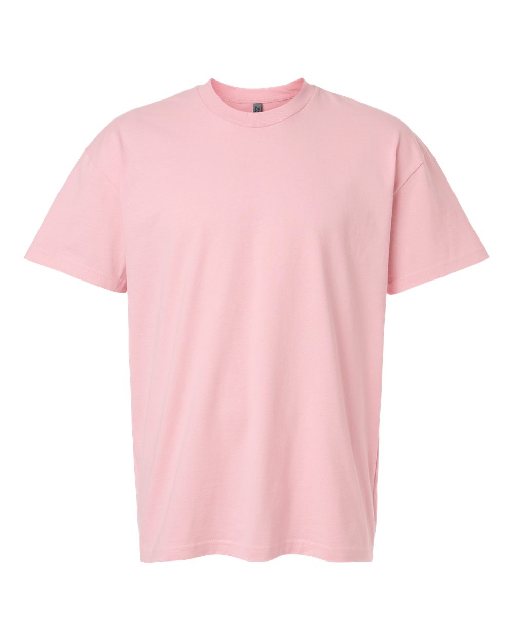 Plain pink t-shirt on a white background. Custom over size shirt print Next Level 7200