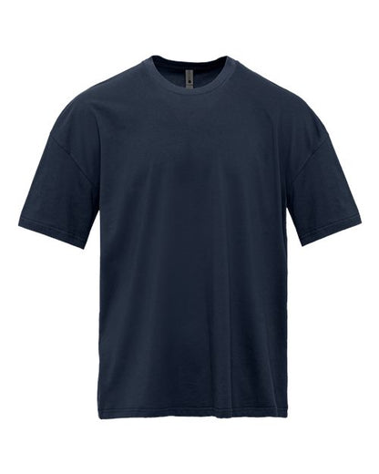 Black t-shirt on a white background. Custom over size shirt print Next Level 7200