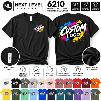 Custom Next Level 6210 Wrinkle Resistant DTF, for personalized DTF shirt printing