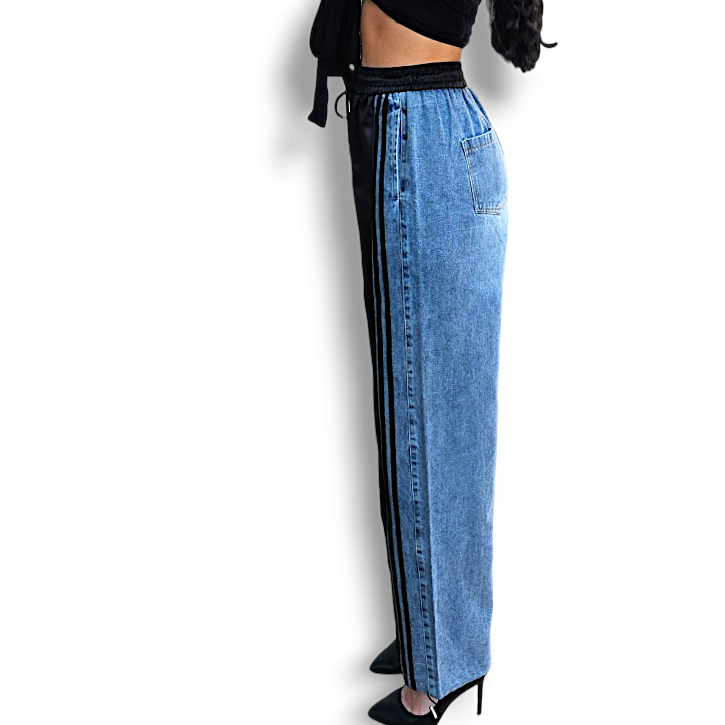 TJ Blush Hybrid Silk & Denim Pants