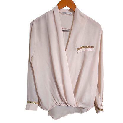 TJ Blush Knotted Satin Effect Shirt