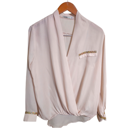 TJ Blush Knotted Satin Effect Shirt