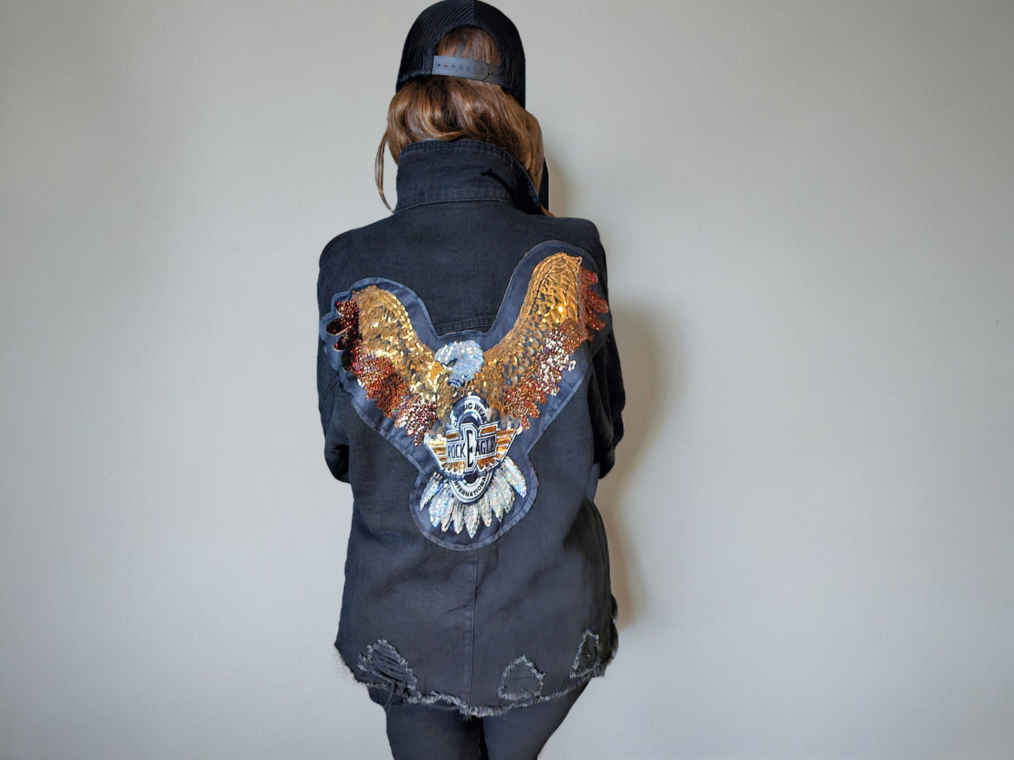 TJ Blush Eagle Denim Jacket