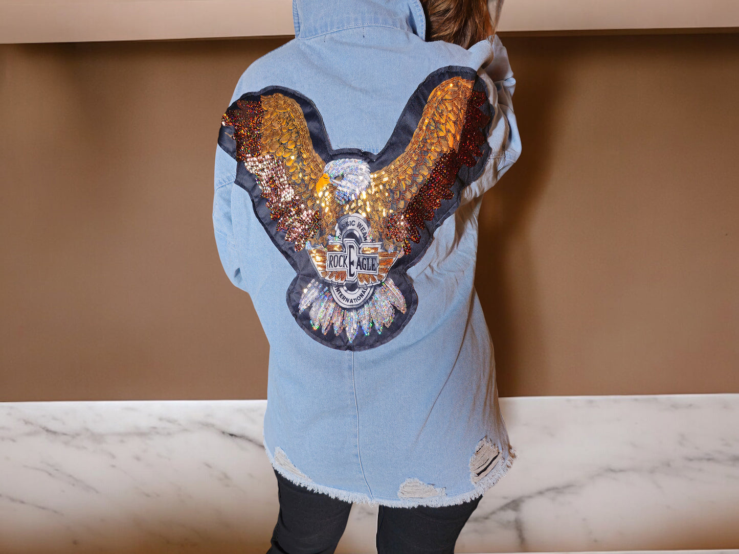 TJ Blush Eagle Denim Jacket