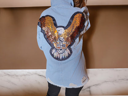 TJ Blush Eagle Denim Jacket