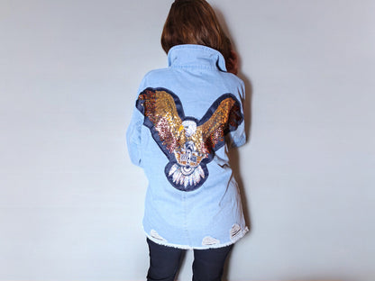 TJ Blush Eagle Denim Jacket