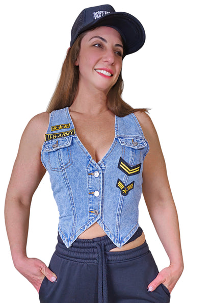 TJ Blush Army Denim Vest