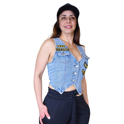 TJ Blush Army Denim Vest