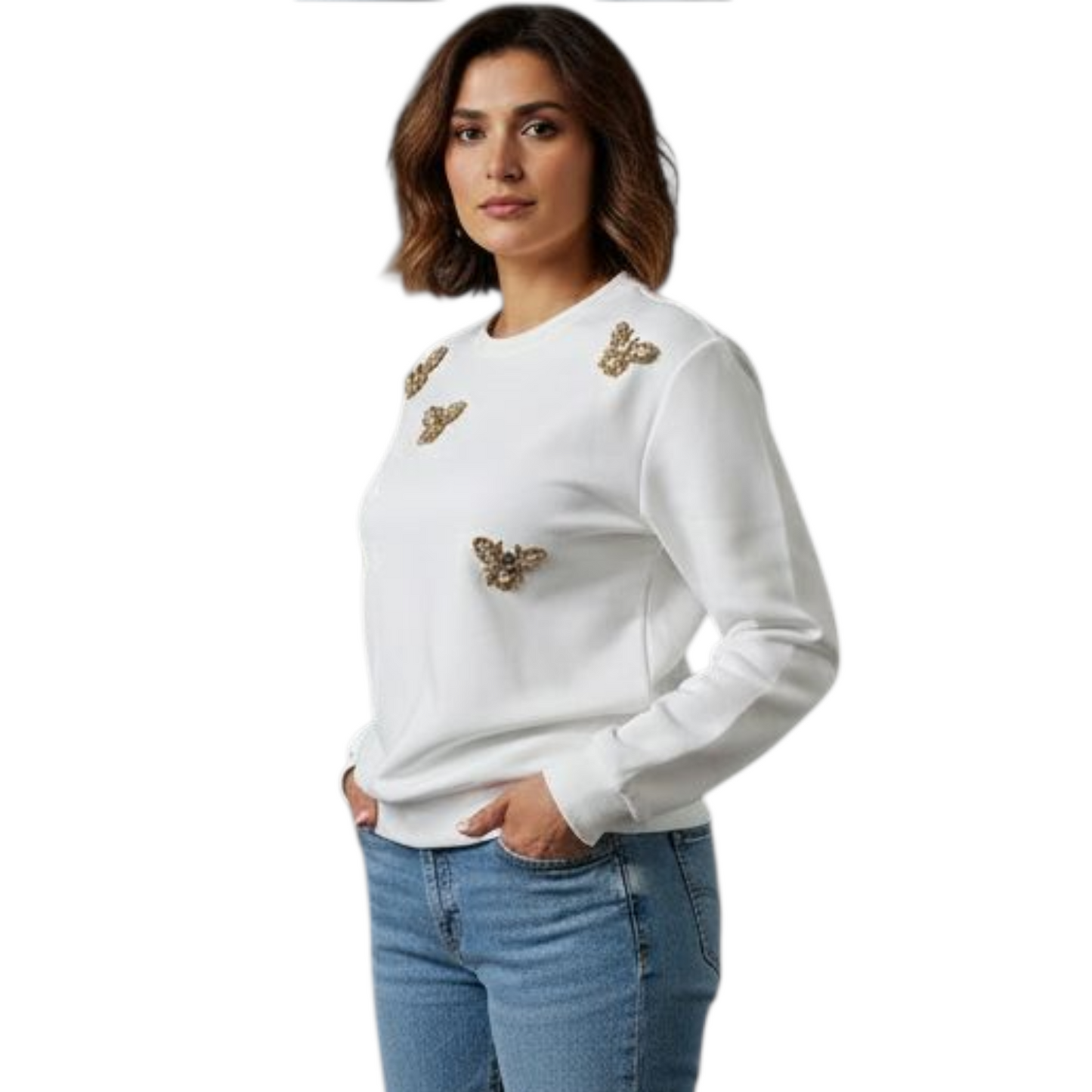 TJ Blush Bee Rhinestone Sweater
