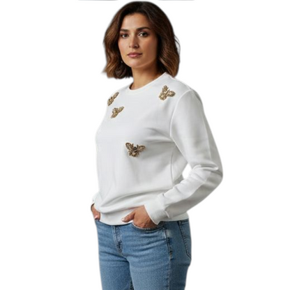 TJ Blush Bee Rhinestone Sweater