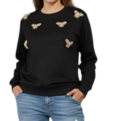 TJ Blush Bee Rhinestone Sweater