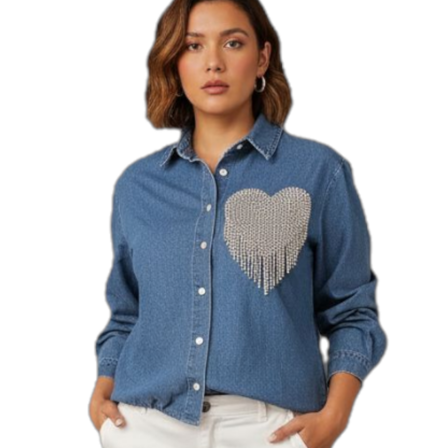 TJ Blush Blue Denim  Button-up