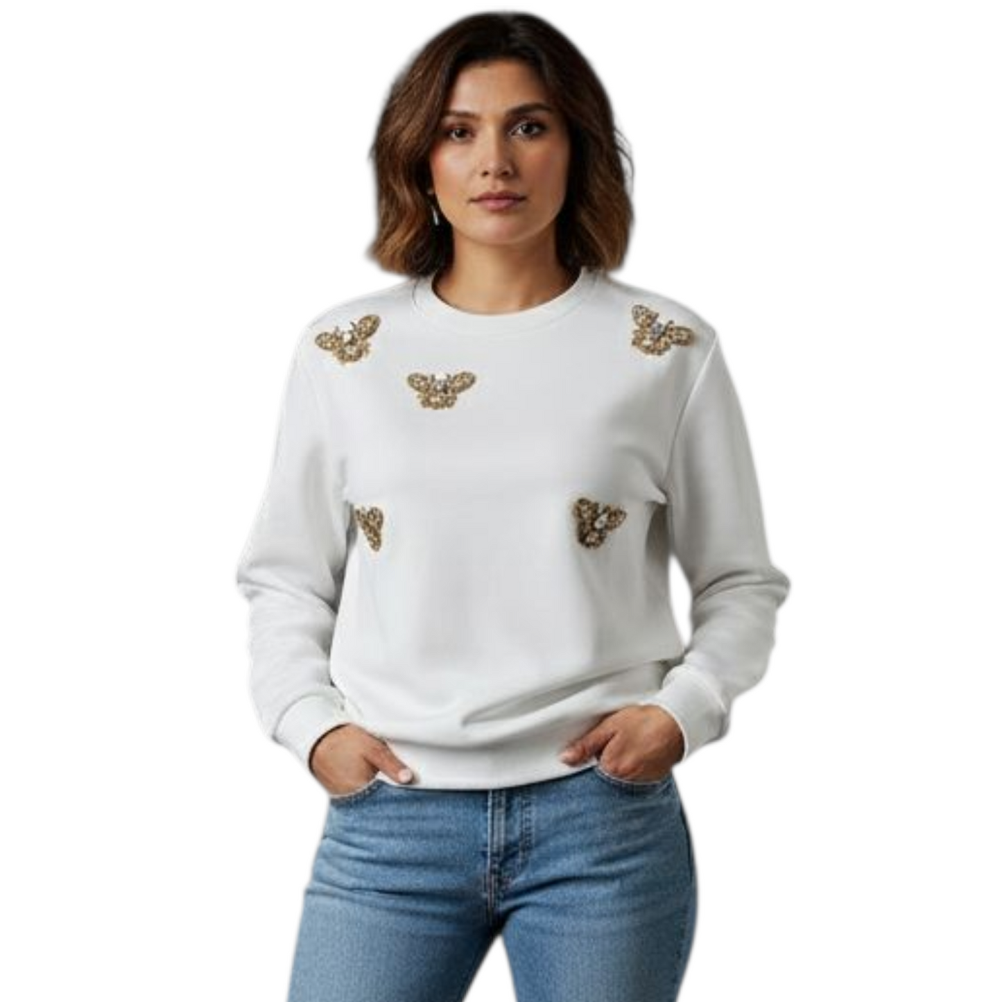 TJ Blush Bee Rhinestone Sweater