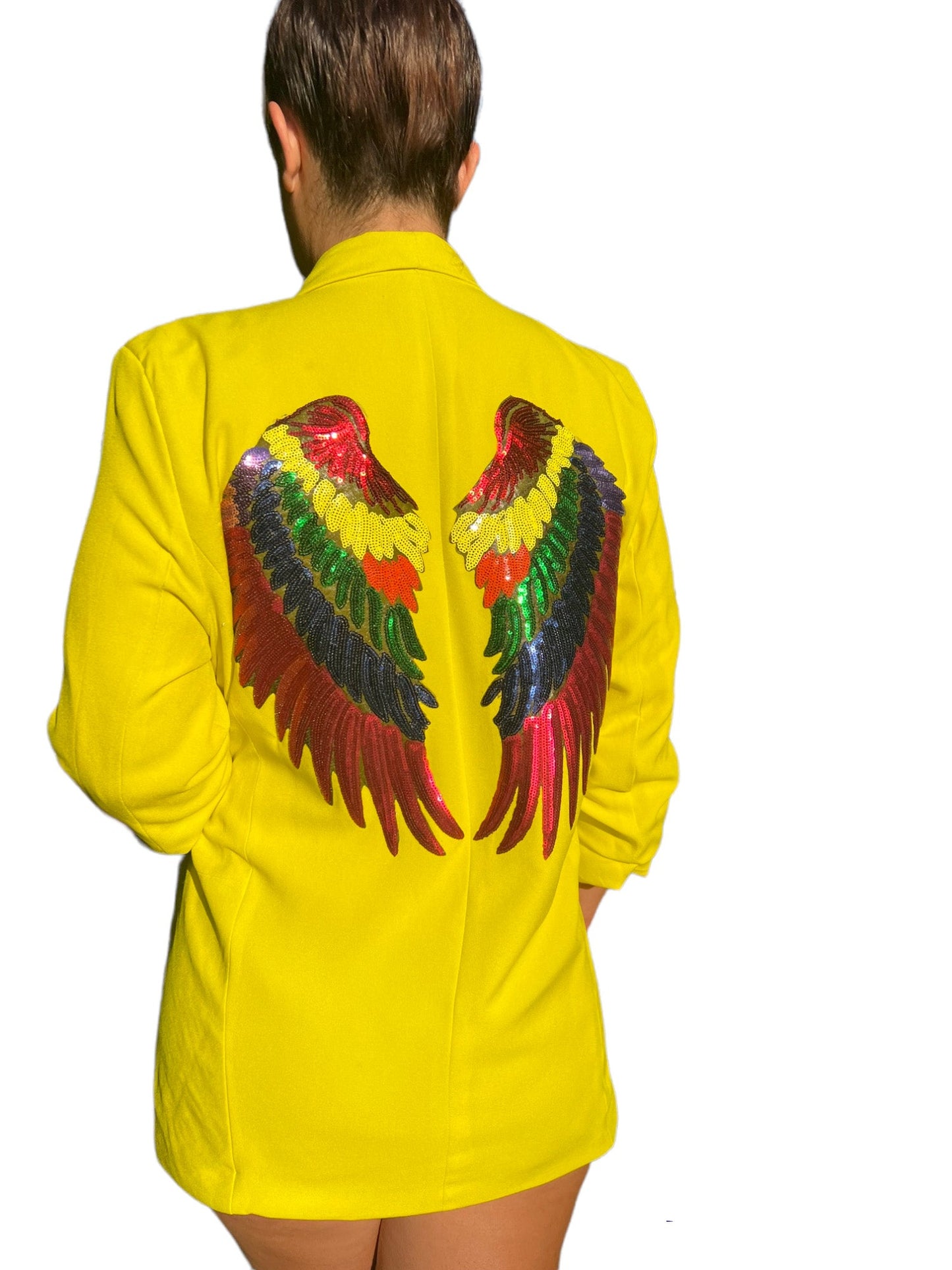 Women's Blazer Yellow multi color Wings